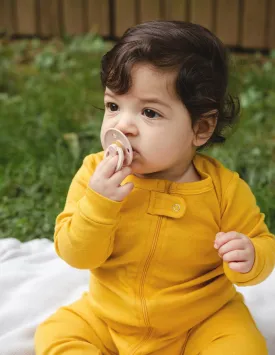 100% Cotton Breathable Footed Pajamas Mustard