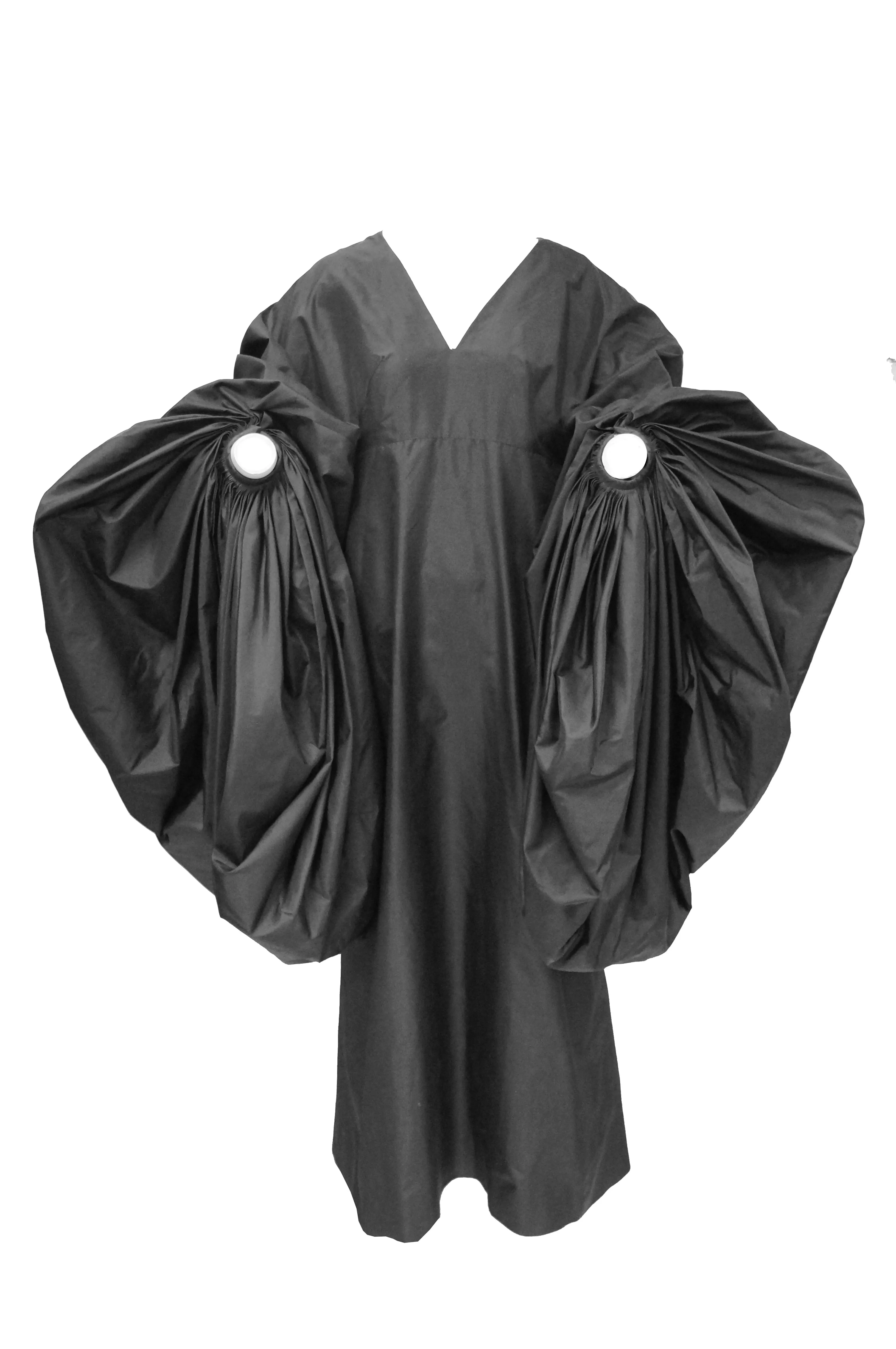 1960s Madame Grès Black Haute Couture Silk "Heavenly Bodies" Dress