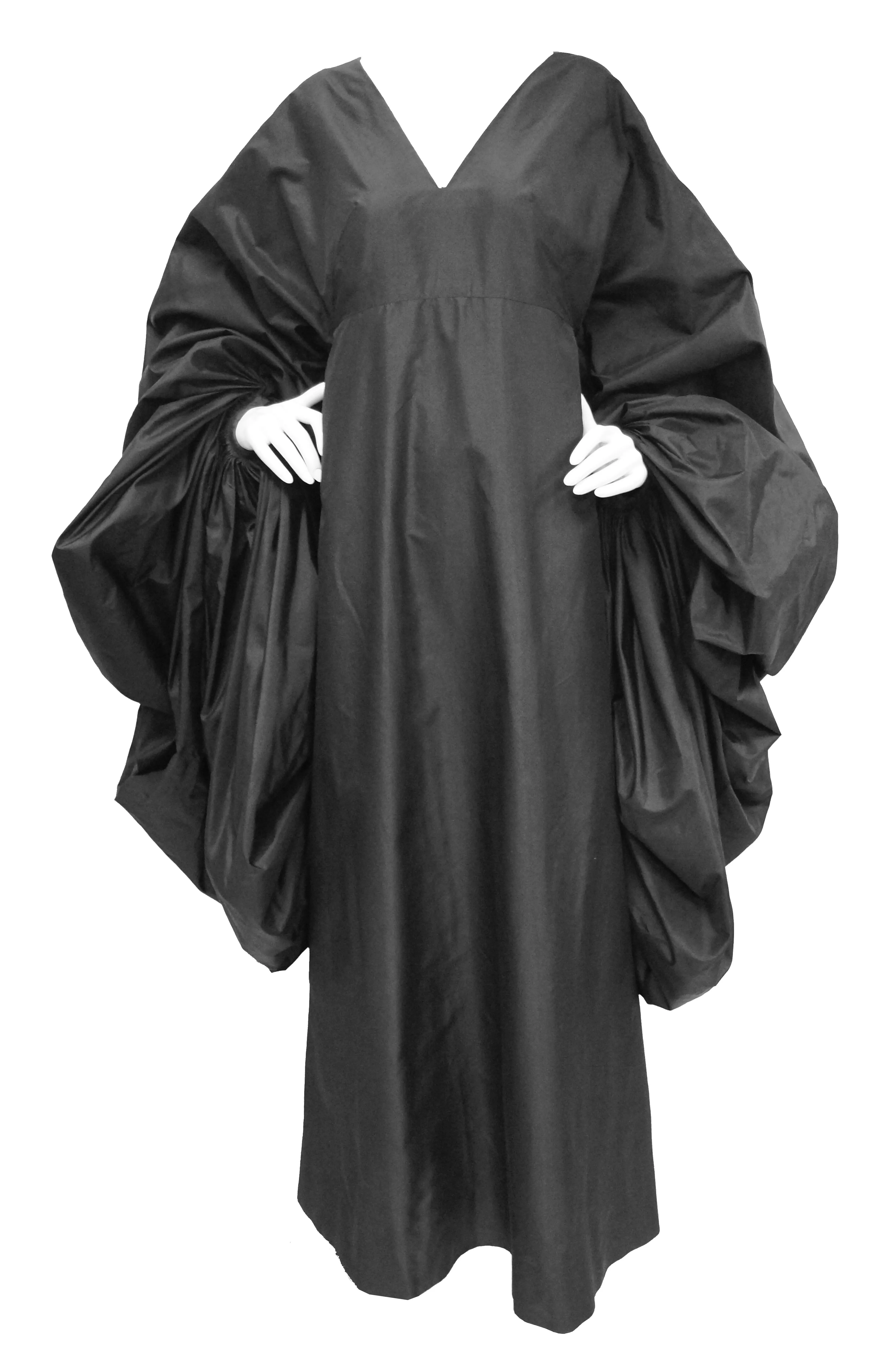 1960s Madame Grès Black Haute Couture Silk "Heavenly Bodies" Dress