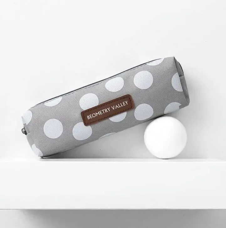 1PCS Small Fresh Square Lattice Dots Pencil Case Office Stationery and School Supplies Canvas Material Pencil Bag