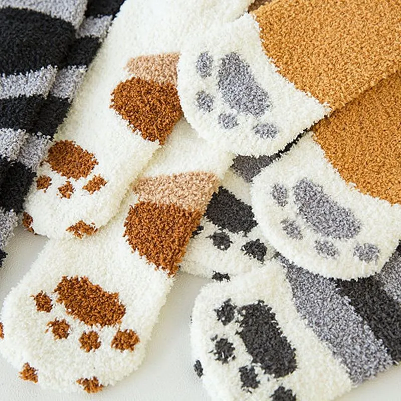 3-Pack: Autumn and Winter Cat Claws Socks