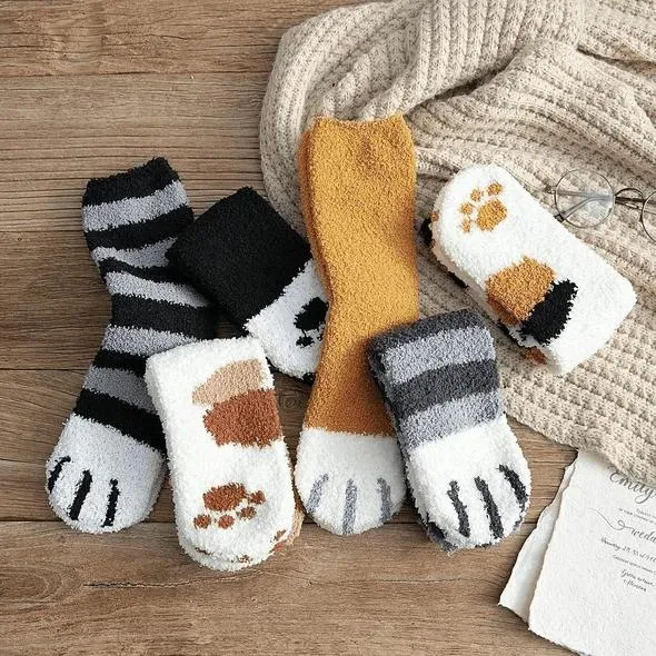 3-Pack: Autumn and Winter Cat Claws Socks