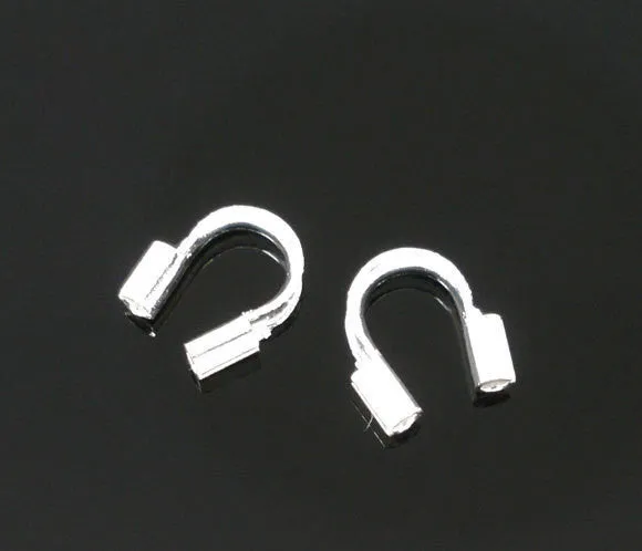 5mm Bright SILVER PLATED Wire Guides, Wire Protectors . Wire Guards   50 pieces  fin0155a