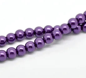 8mm DARK ROYAL PURPLE Round Glass Pearls  50 beads  bgl0446