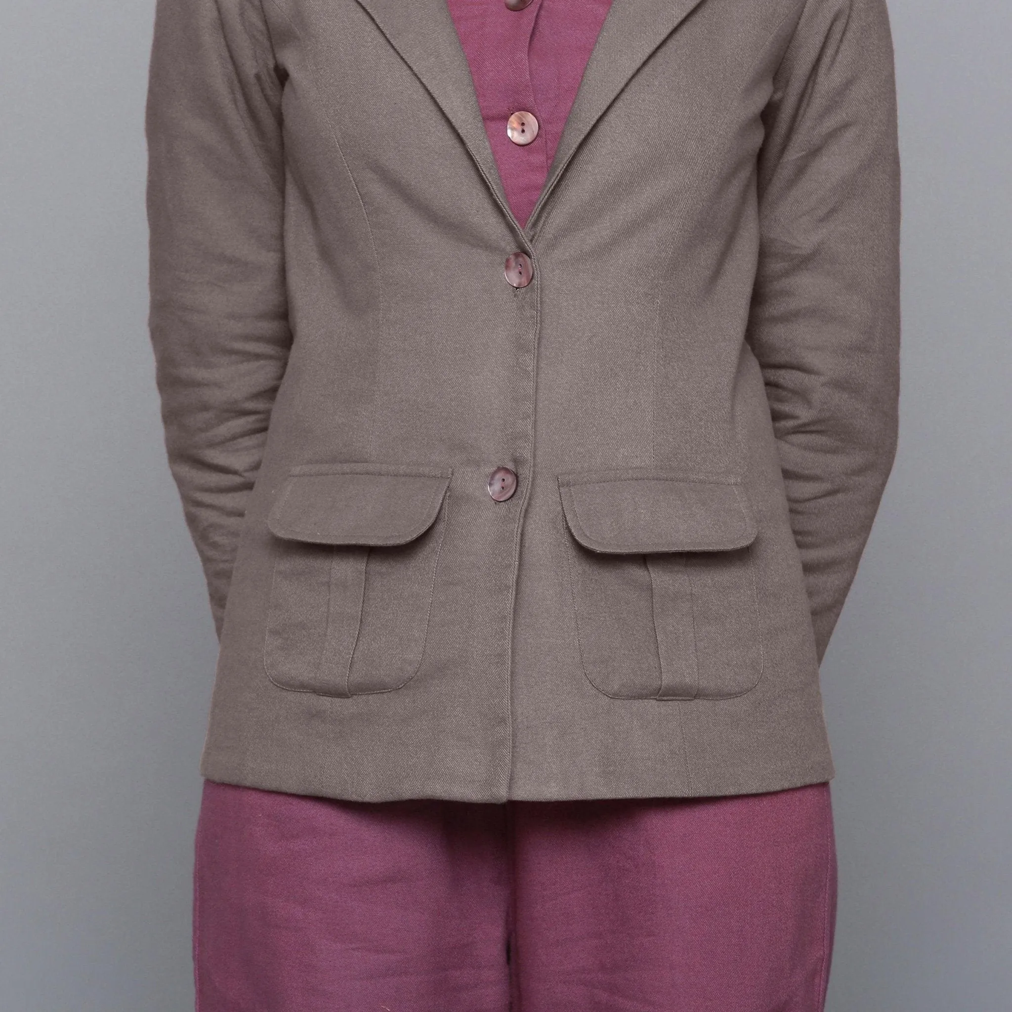 Ash Grey Slim Fit Warm Cotton Flannel Blazer