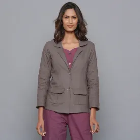 Ash Grey Slim Fit Warm Cotton Flannel Blazer