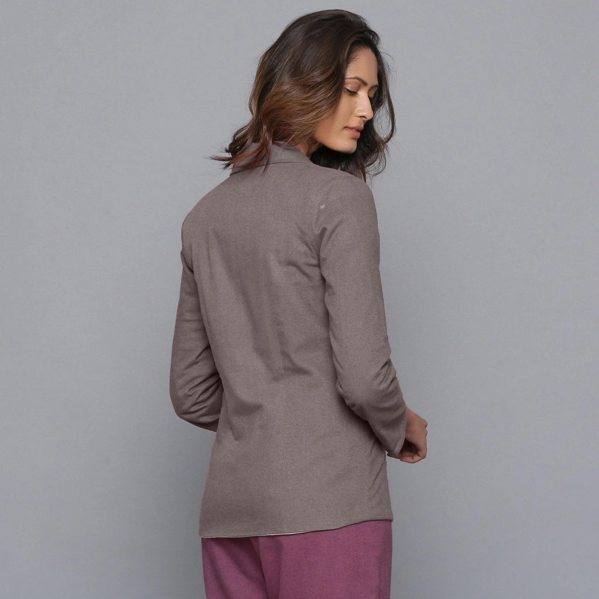 Ash Grey Slim Fit Warm Cotton Flannel Blazer
