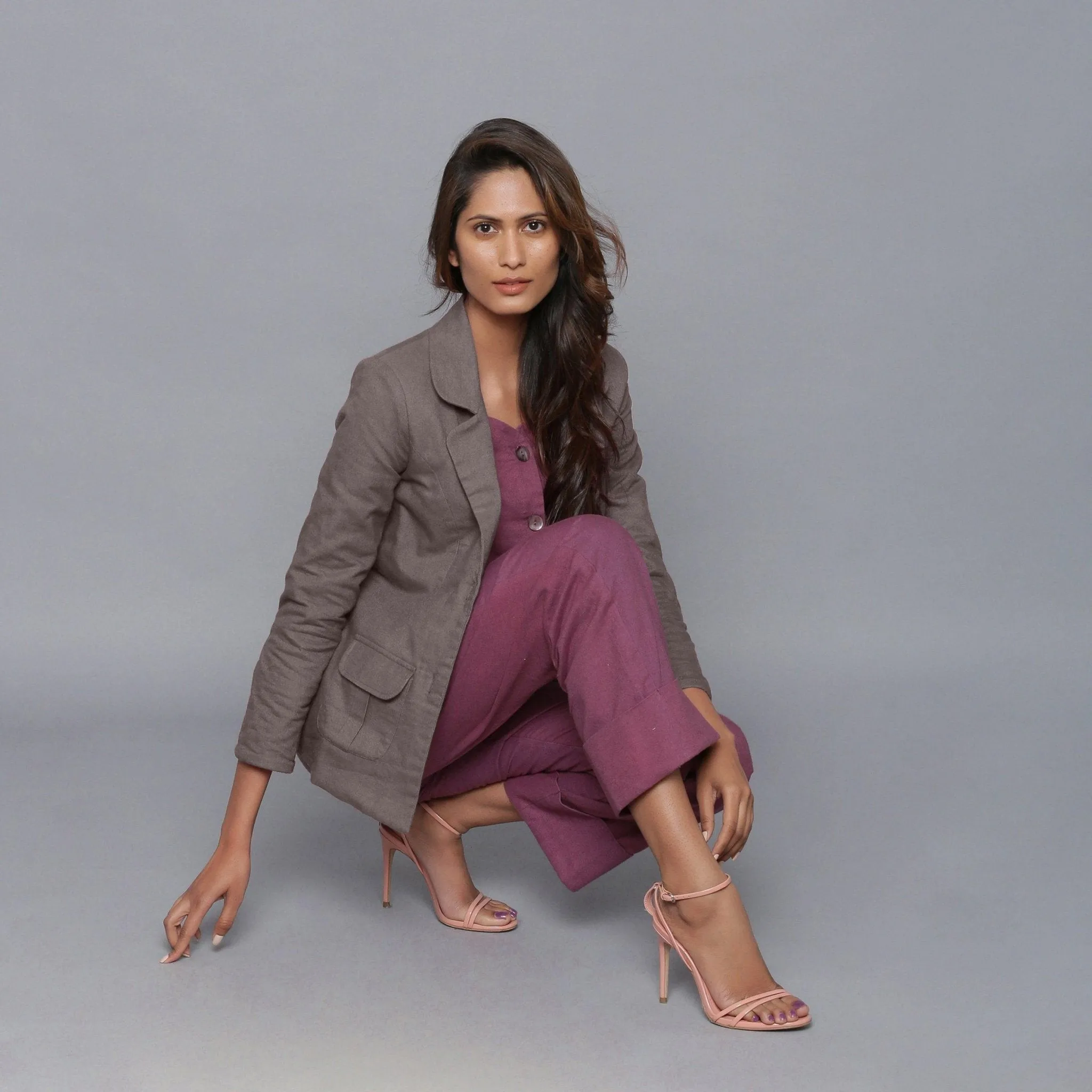 Ash Grey Slim Fit Warm Cotton Flannel Blazer