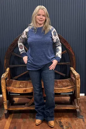 Aztec Print Relaxed Fit Raglan Top