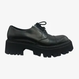 Balenciaga men's black leather platform derby shoes