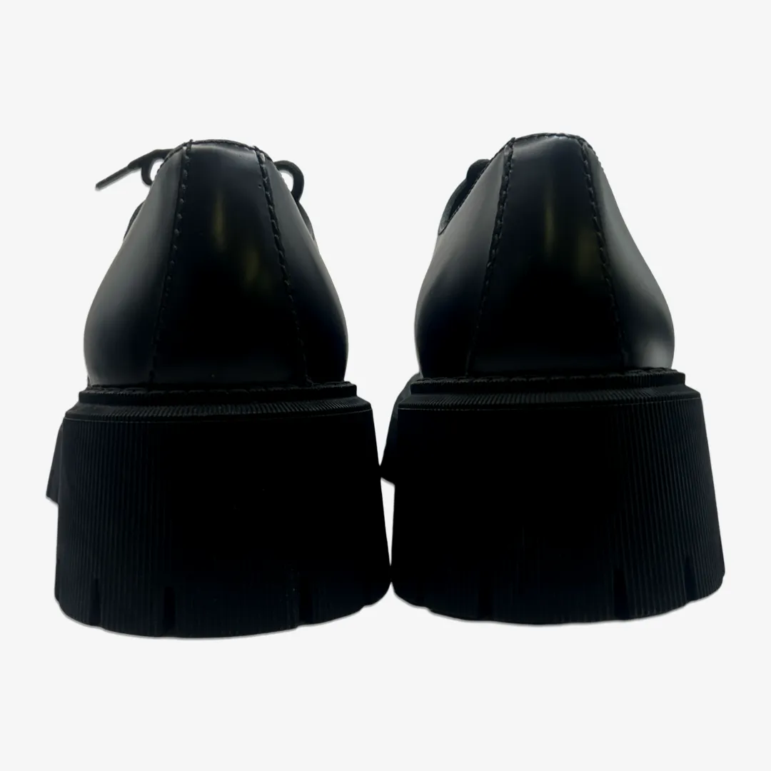 Balenciaga men's black leather platform derby shoes