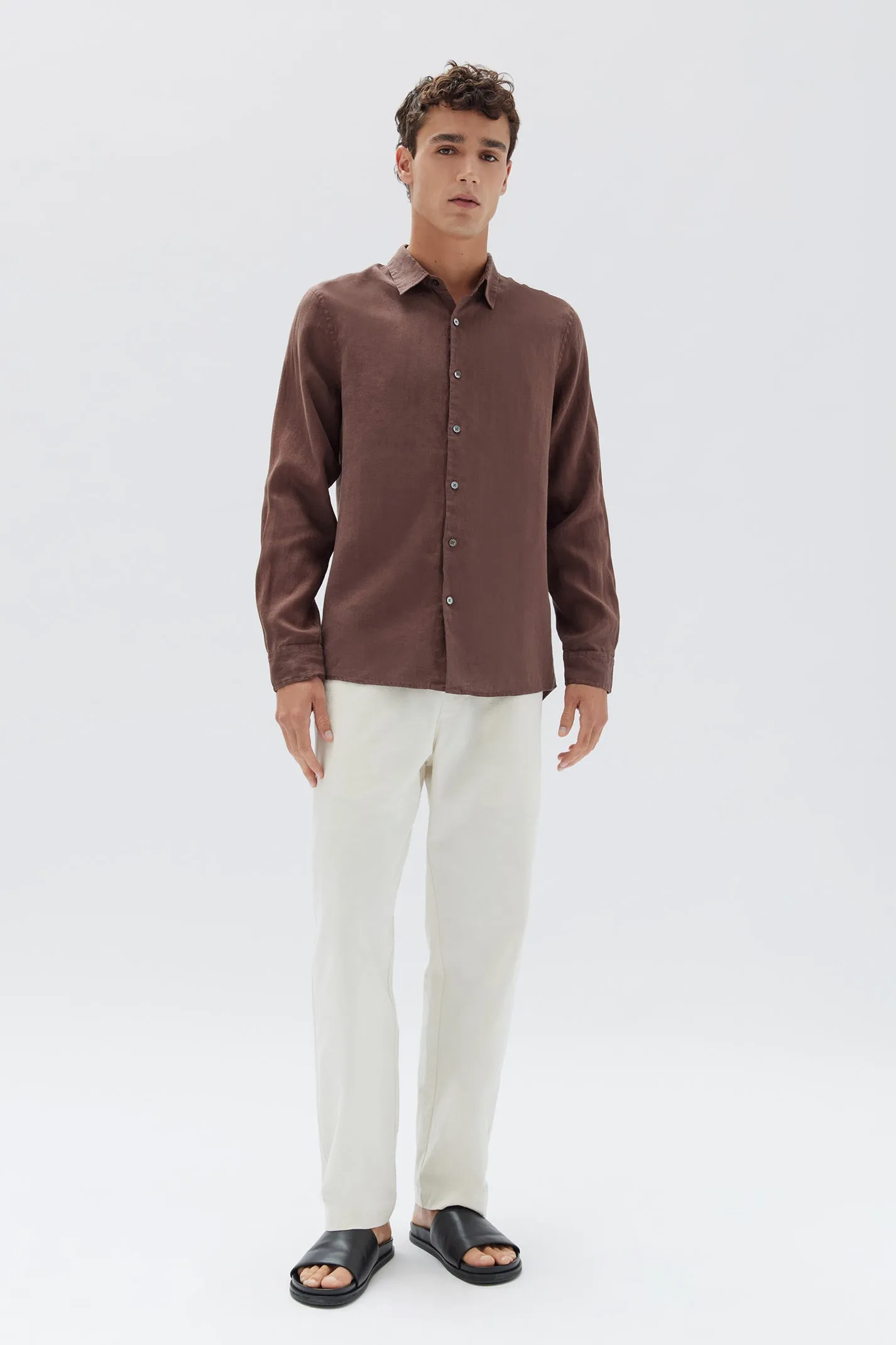 Casual Long Sleeve Shirt - Chestnut