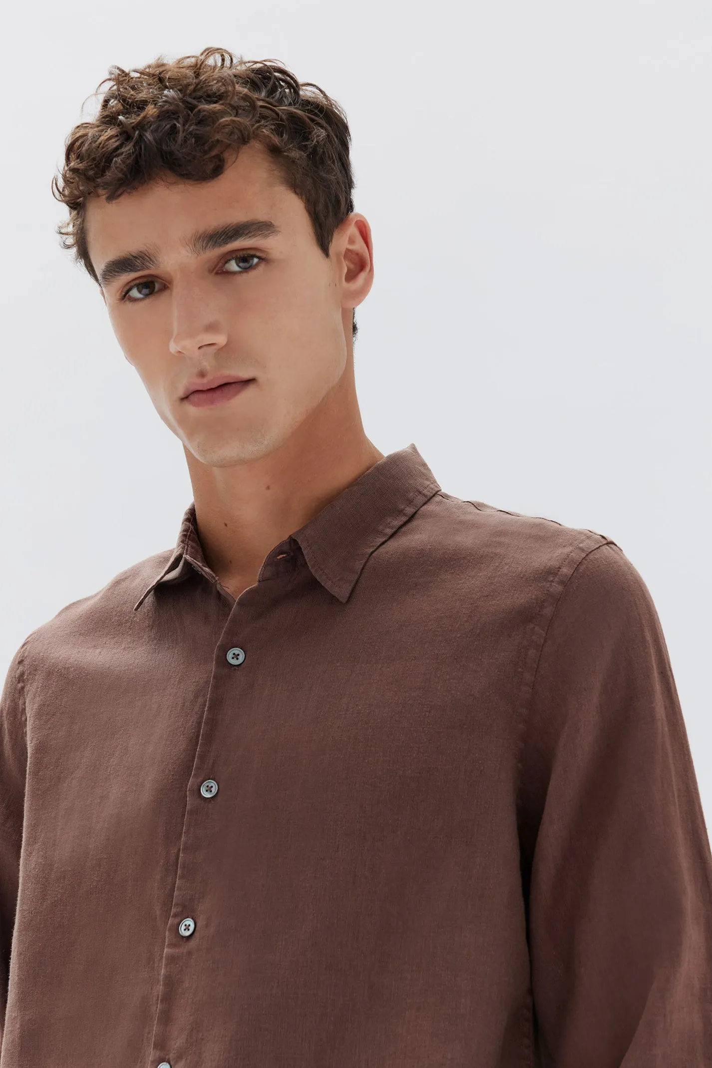 Casual Long Sleeve Shirt - Chestnut