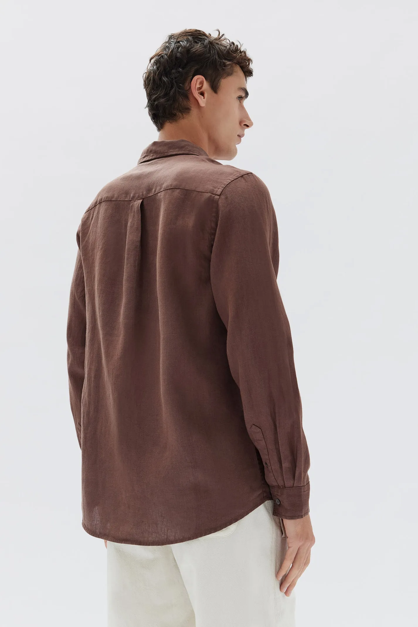 Casual Long Sleeve Shirt - Chestnut