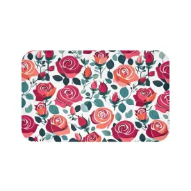Chic Red Rose Bath Mat for Luxurious Comfort