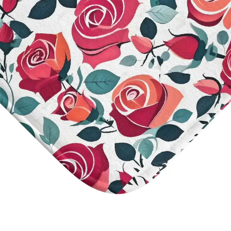 Chic Red Rose Bath Mat for Luxurious Comfort
