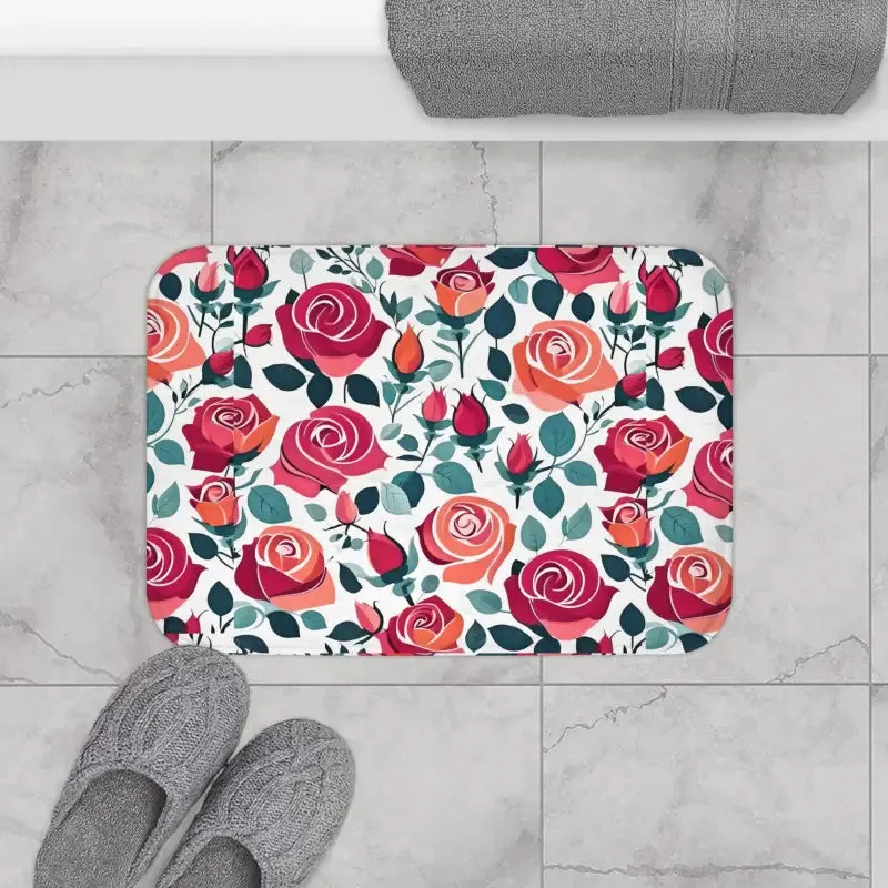 Chic Red Rose Bath Mat for Luxurious Comfort