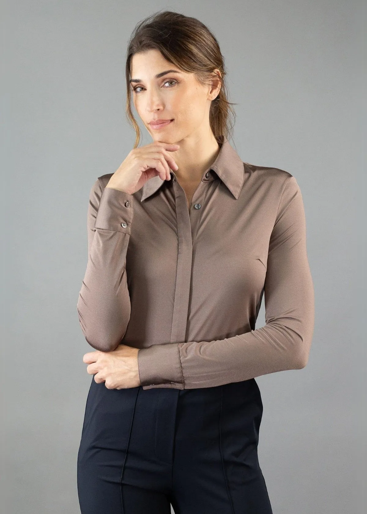 Classic Satin Button Up