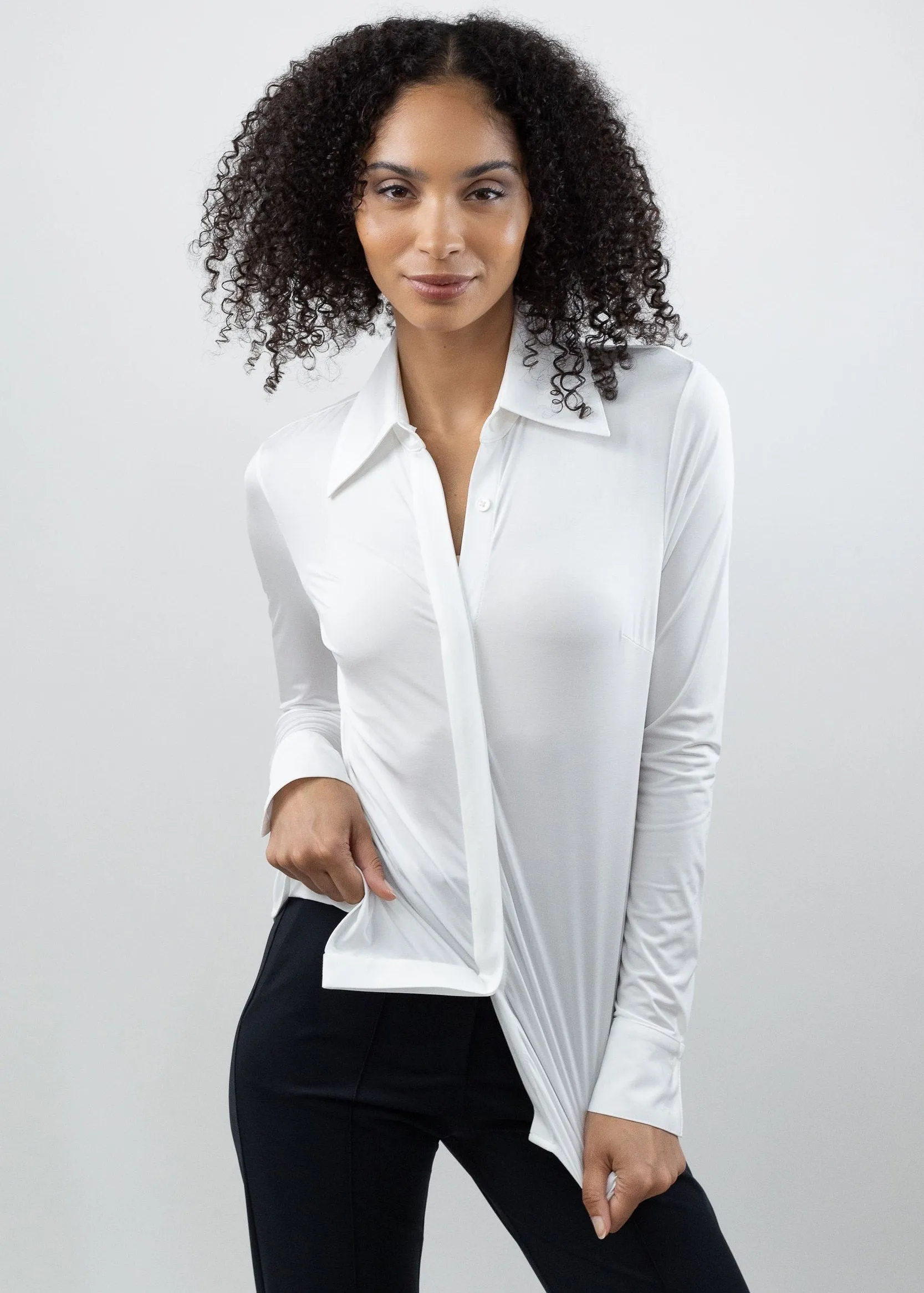 Classic Satin Button Up