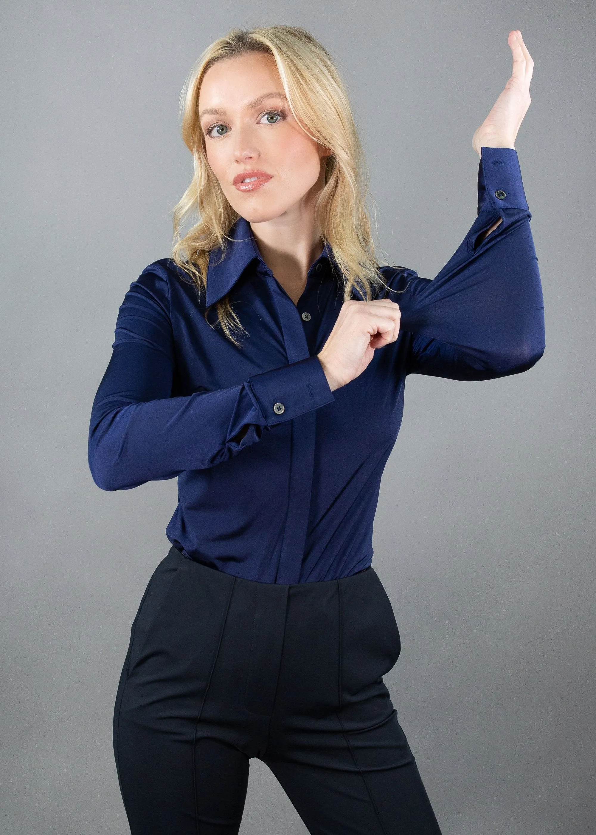 Classic Satin Button Up