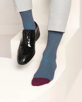 Cotton Dark Wine Jacquard Socks - Tusken