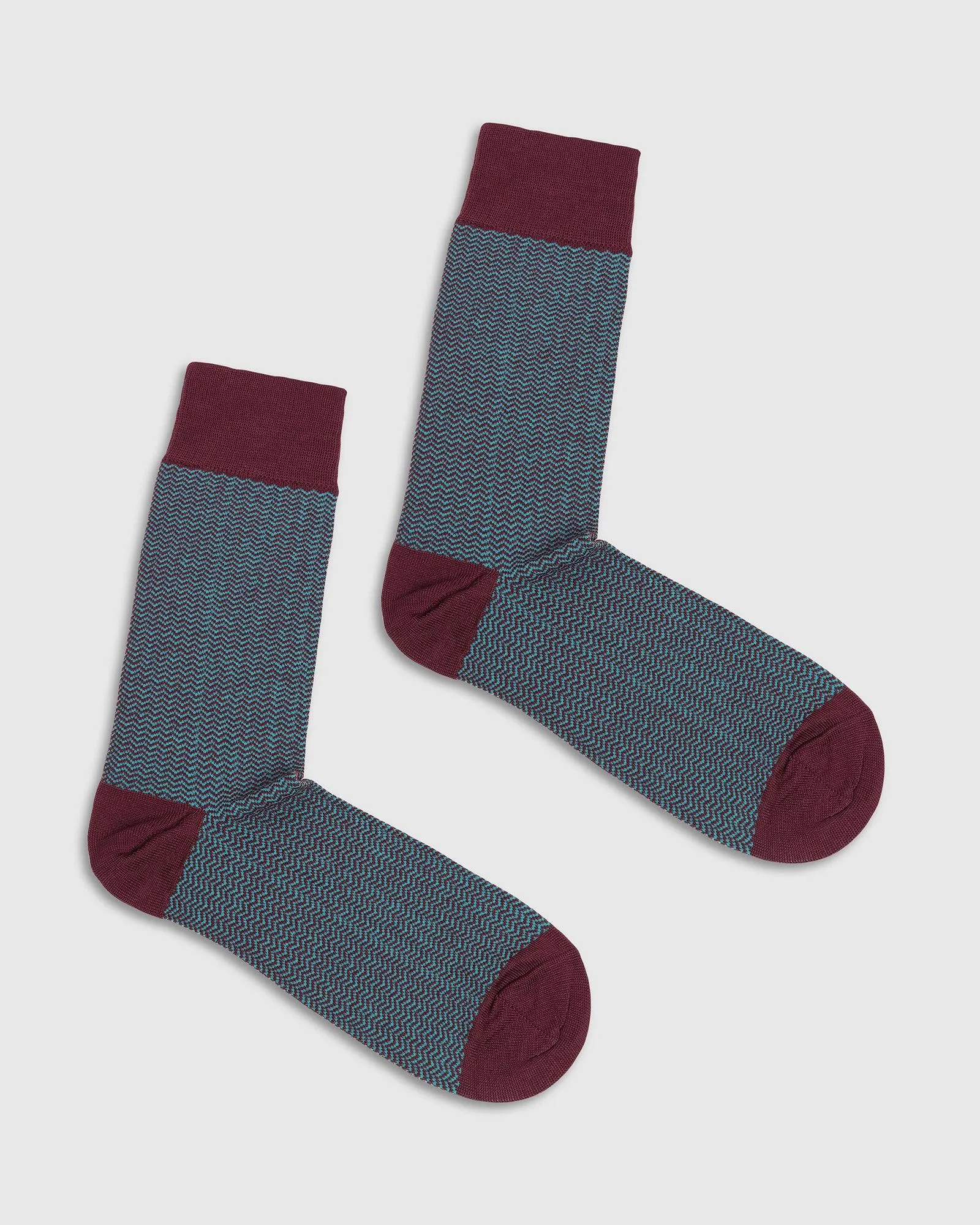 Cotton Dark Wine Jacquard Socks - Tusken