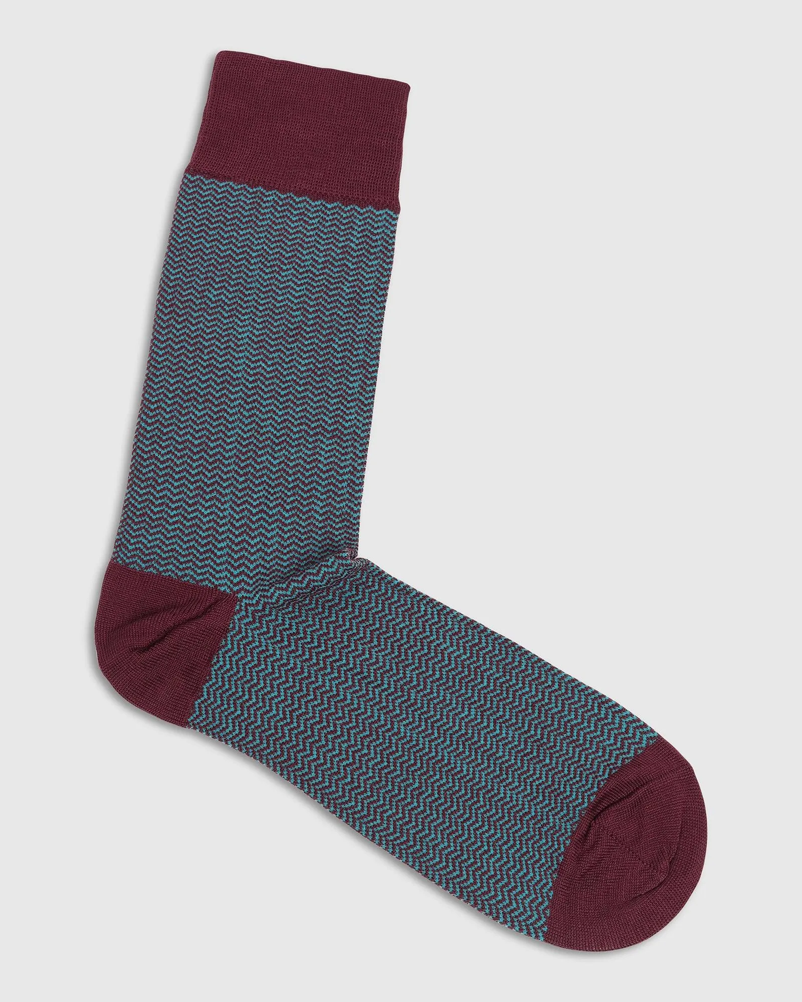 Cotton Dark Wine Jacquard Socks - Tusken