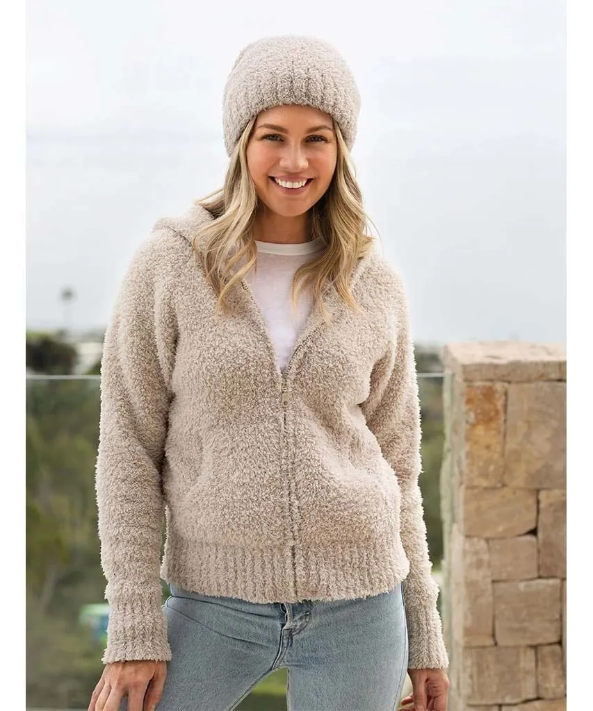 Cozy Relaxed Zip Up Hoodie Stone