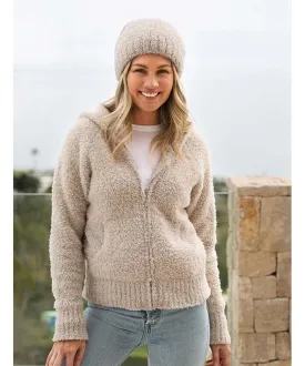 Cozy Relaxed Zip Up Hoodie Stone