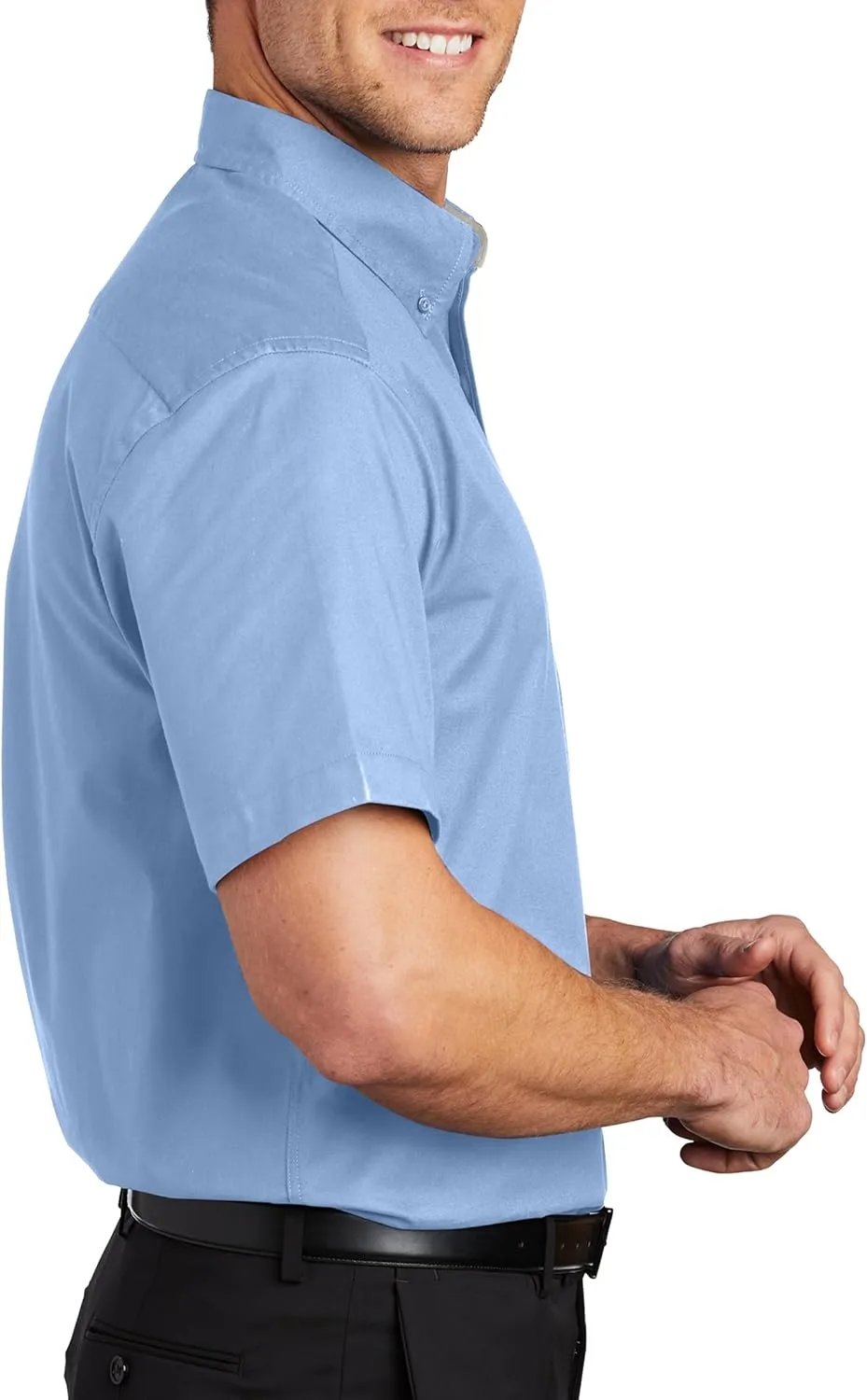 Custom Short Sleeve Embroidered Button Up Shirts for Men Add Your Text Personalized Embroidery Easy Care Shirts