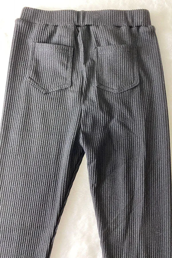 DLH2616 Solid black stretch girls tight legging pant