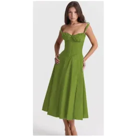 Elegant Corset Casual Formal Long Satin Dress