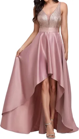 Ever-Pretty Women's Bridesmaid Dresses Summer Glitter V-Neck A-line High-Low Wedding Guest Dresses 00667