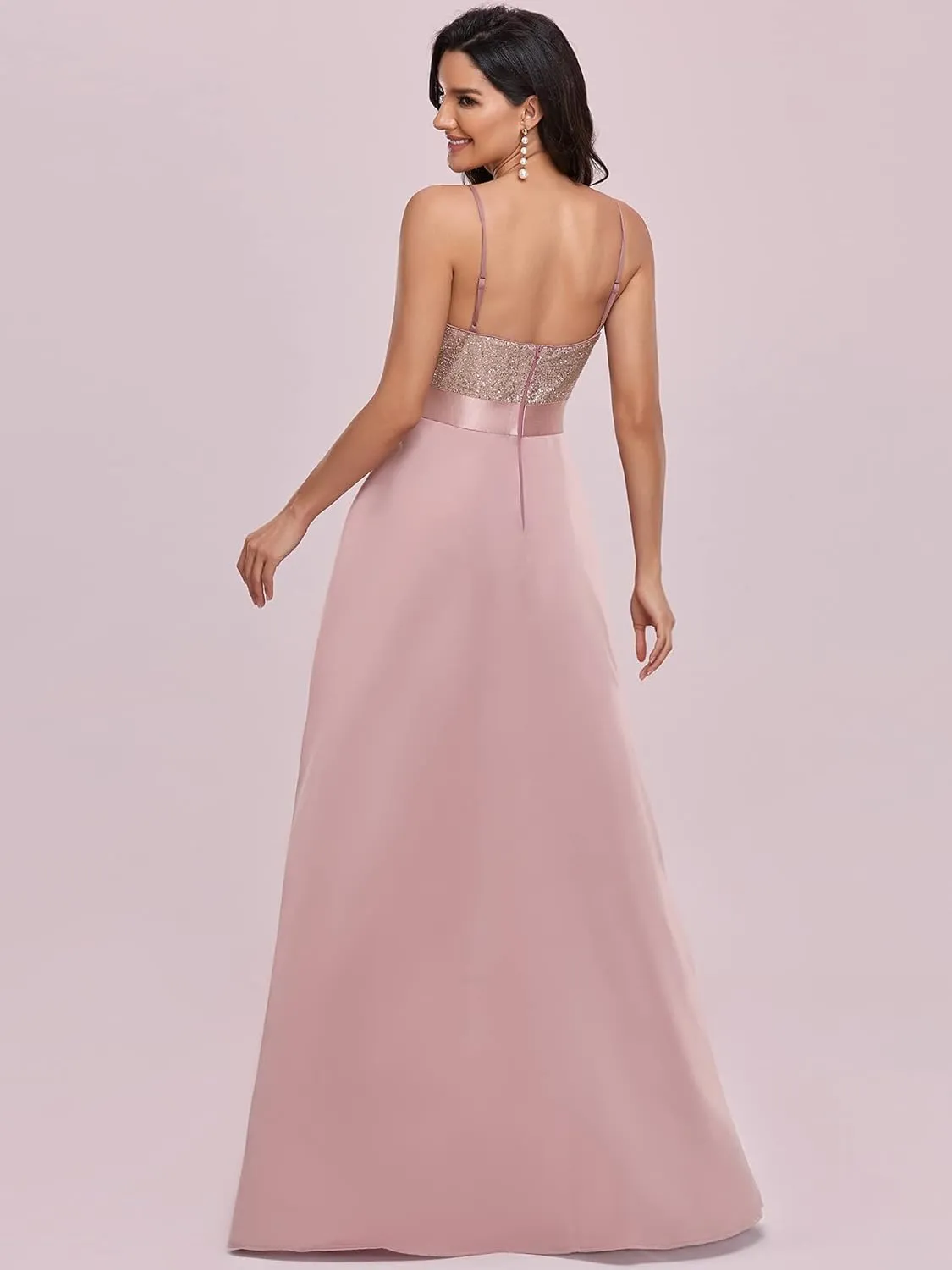 Ever-Pretty Women's Bridesmaid Dresses Summer Glitter V-Neck A-line High-Low Wedding Guest Dresses 00667