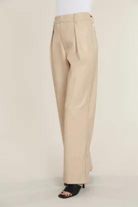 Faux Leather Wide Leg Trouser Pants