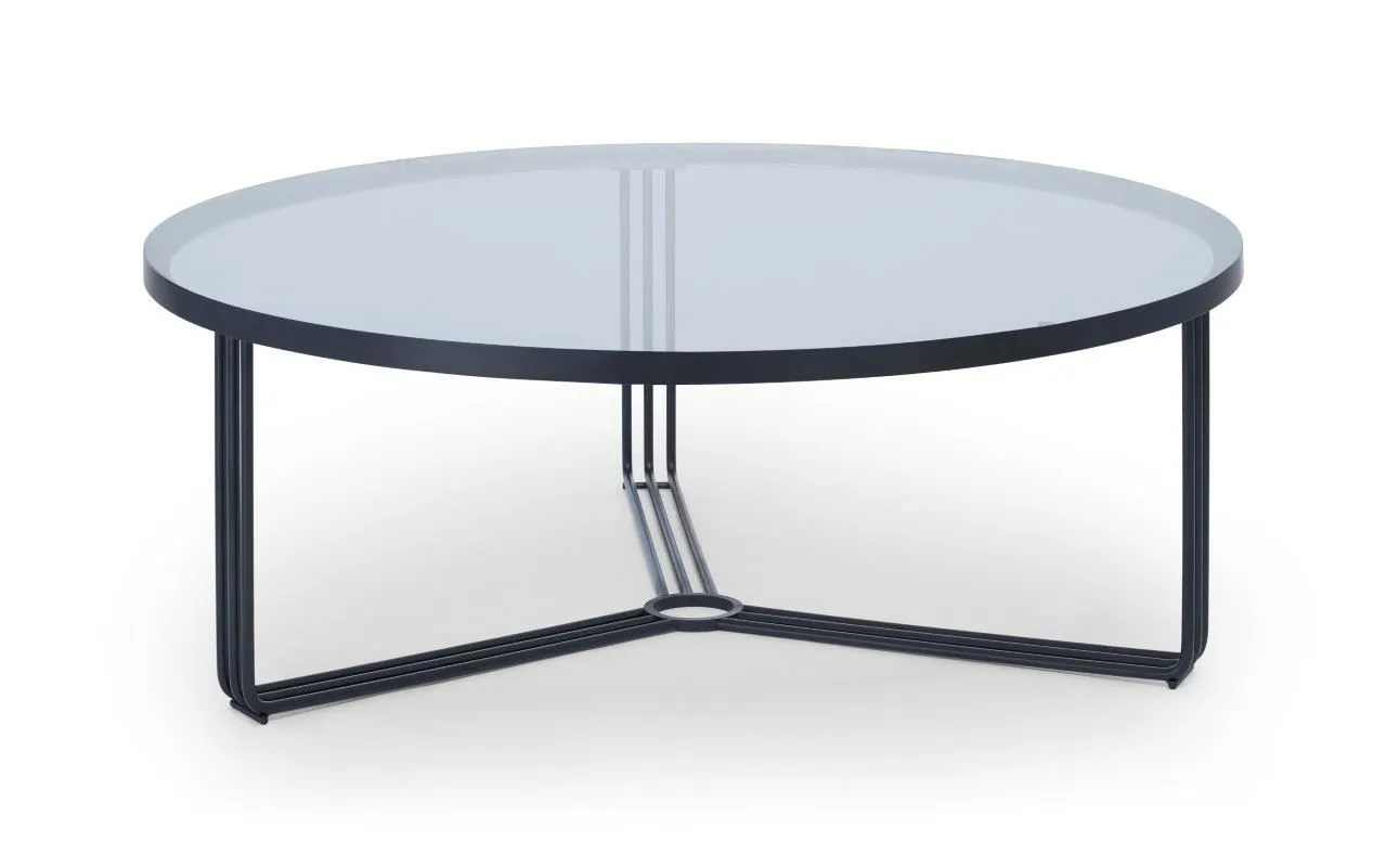 Gillmore Space Finn Collection Large Circular Coffee Table with Matt Black Frame