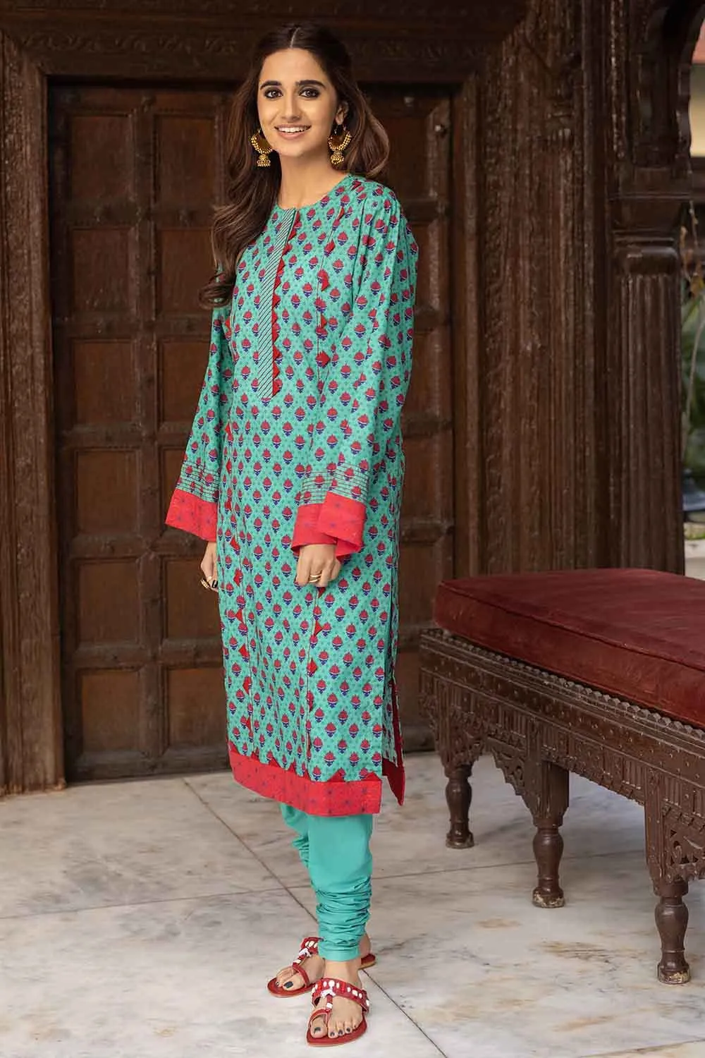 Gul Ahmed Summer 2022 · Essential 2PC Collection – 2PC Digital Printed Shirt With Dyed Trousers TL-12004 A