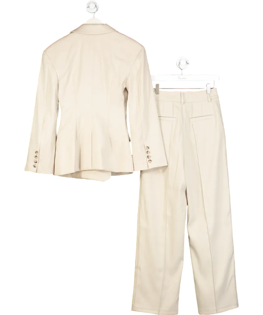 House of CB 2-piece Beige Hourglass Blazer And High Waist Tailored Trousers Suit Set UK XS