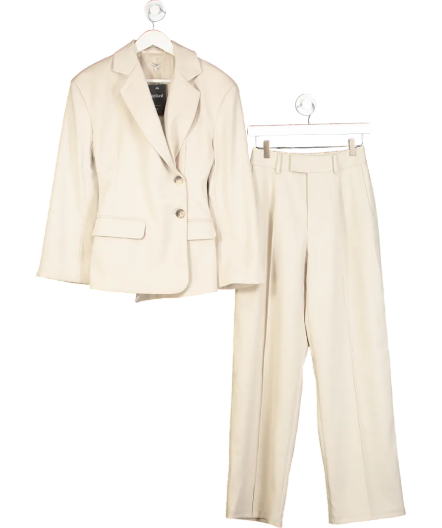 House of CB 2-piece Beige Hourglass Blazer And High Waist Tailored Trousers Suit Set UK XS