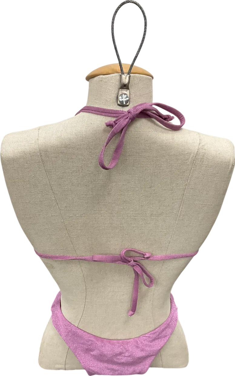 hunkemoller Purple Tasmania Triangle Bikini Top & Shimmer Bikini Bottoms UK 6