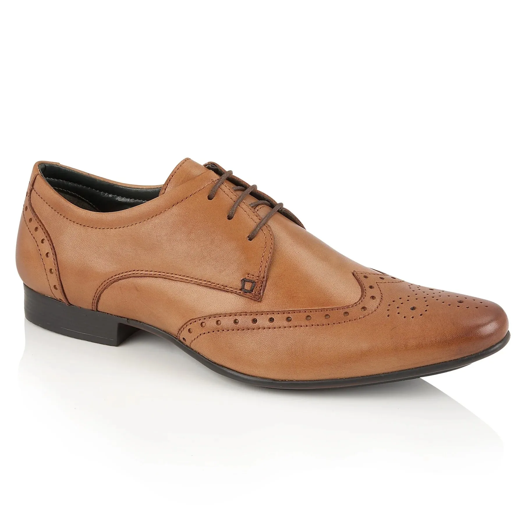 Leather Fleet Smart Formal Leather Brogue Shoe - Tan