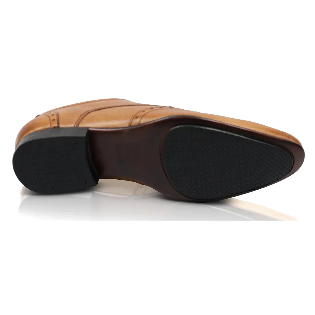 Leather Fleet Smart Formal Leather Brogue Shoe - Tan