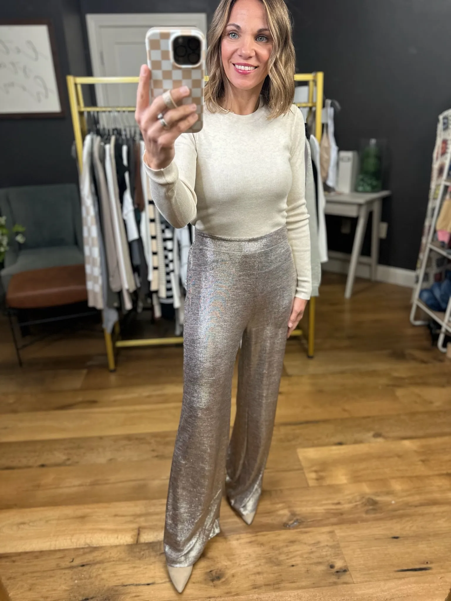 Light Up The Night High-Waisted Pant - Champagne