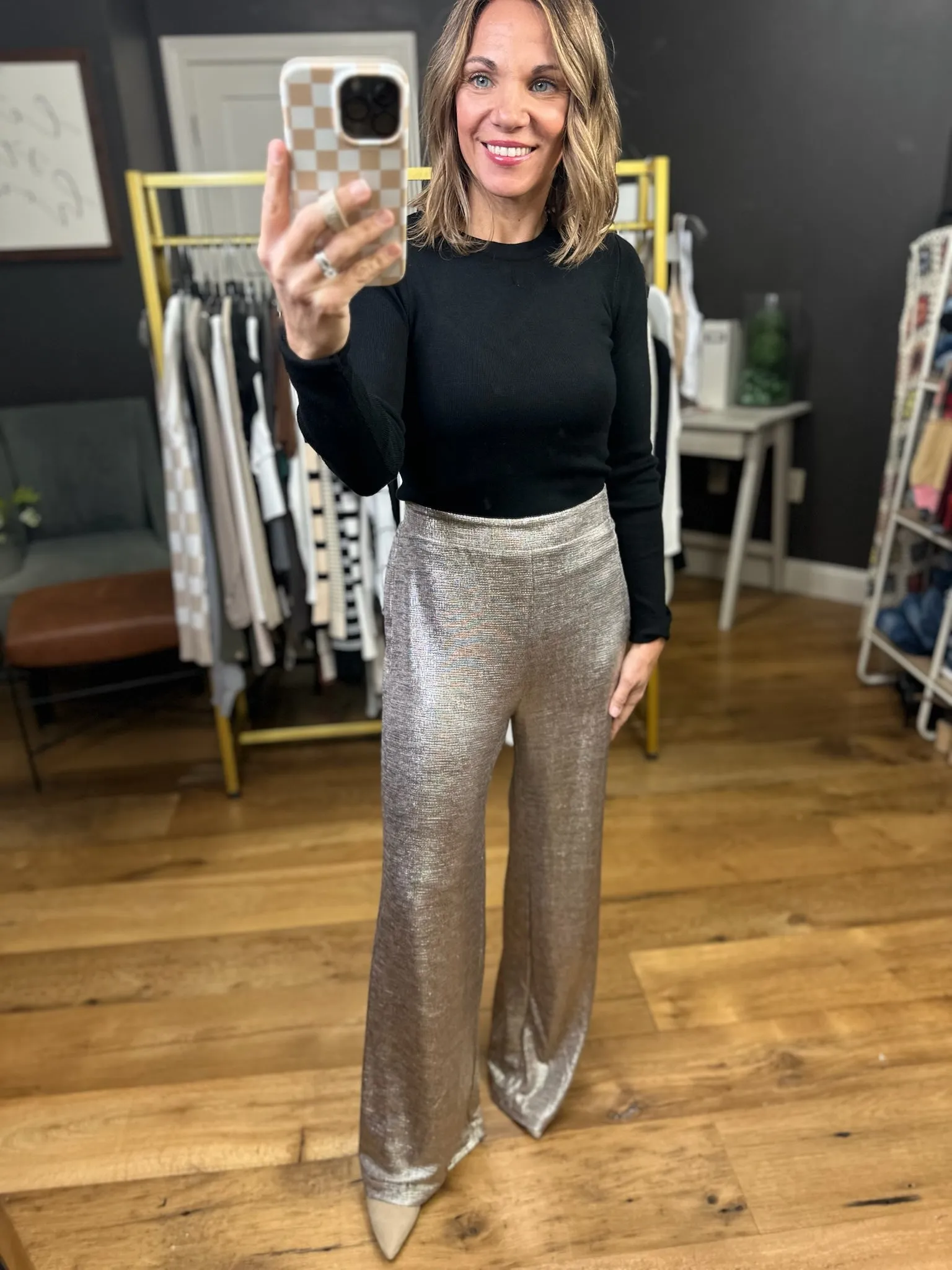 Light Up The Night High-Waisted Pant - Champagne