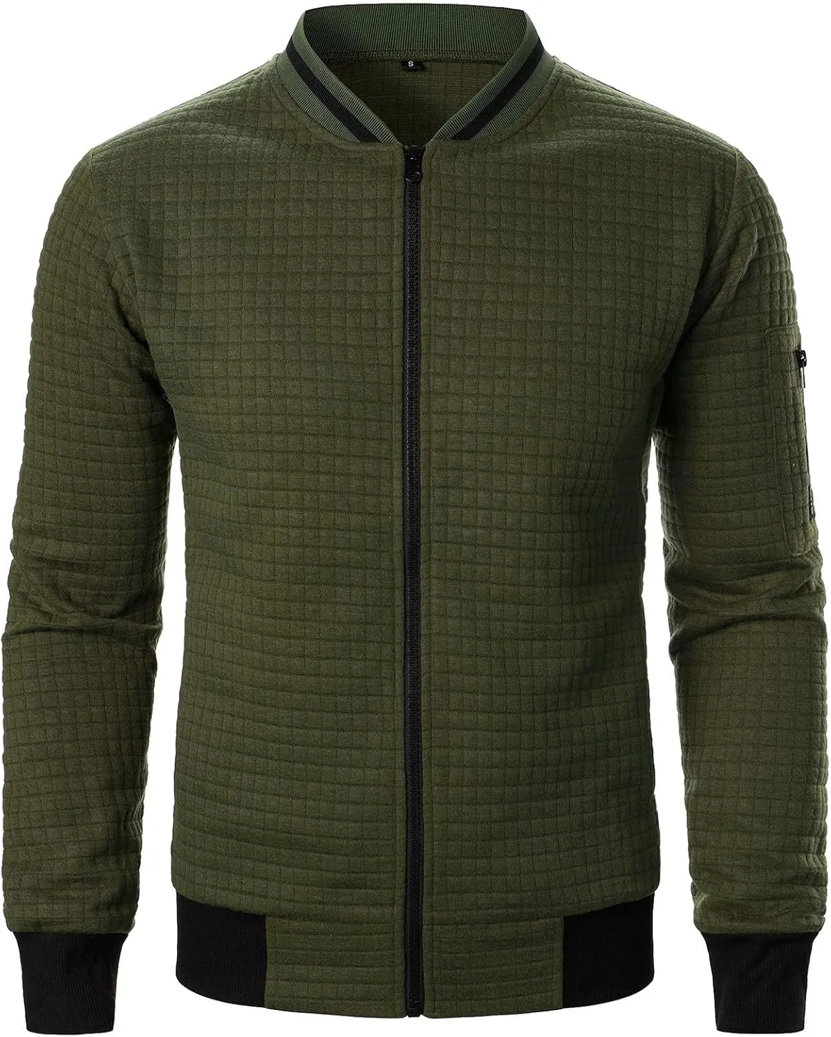 Mens Lightweight Bomber Jackets Casual Waffle Zip Up Fashion Varsity Jacket Plus Size Running Hiking Travel Coat Top
