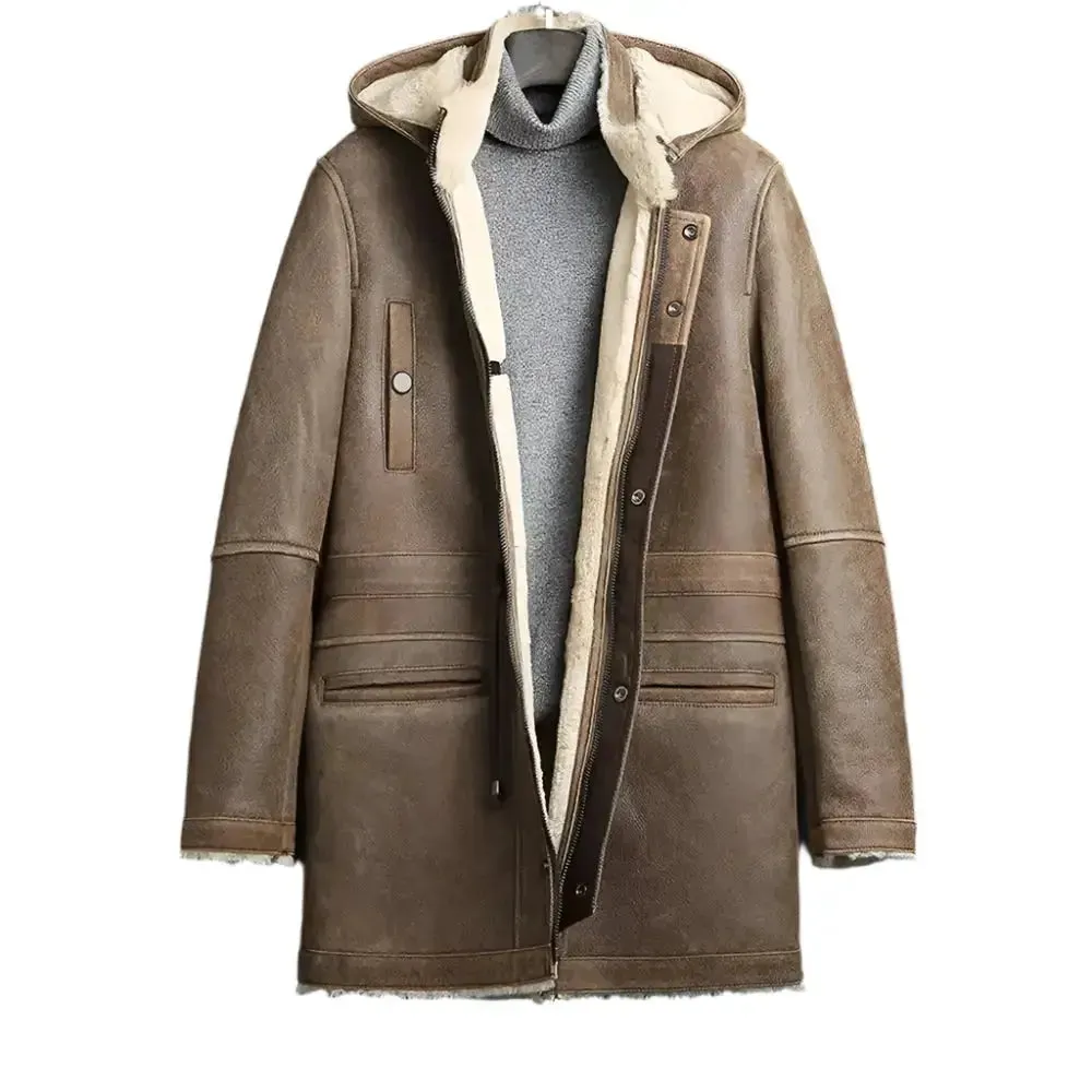 Men's Shearling Winter Long Coat – Warm & Stylish Outerwear