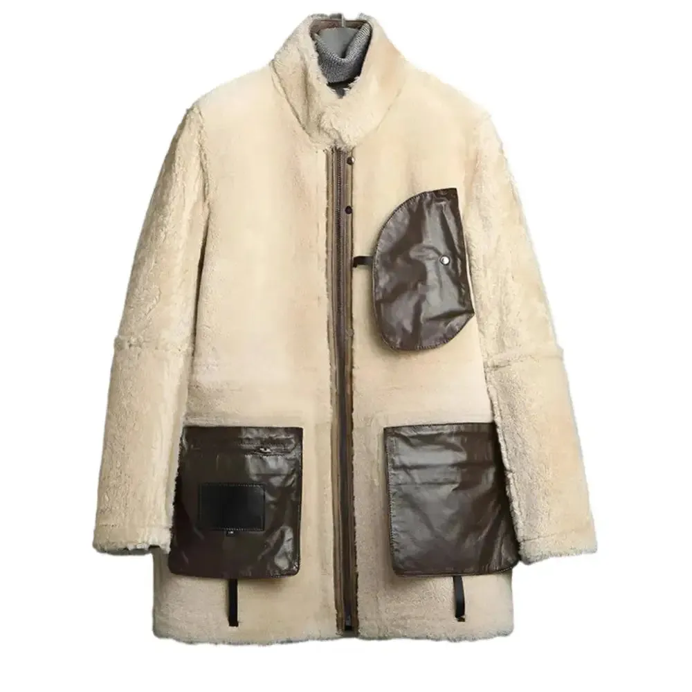 Men's Shearling Winter Long Coat – Warm & Stylish Outerwear