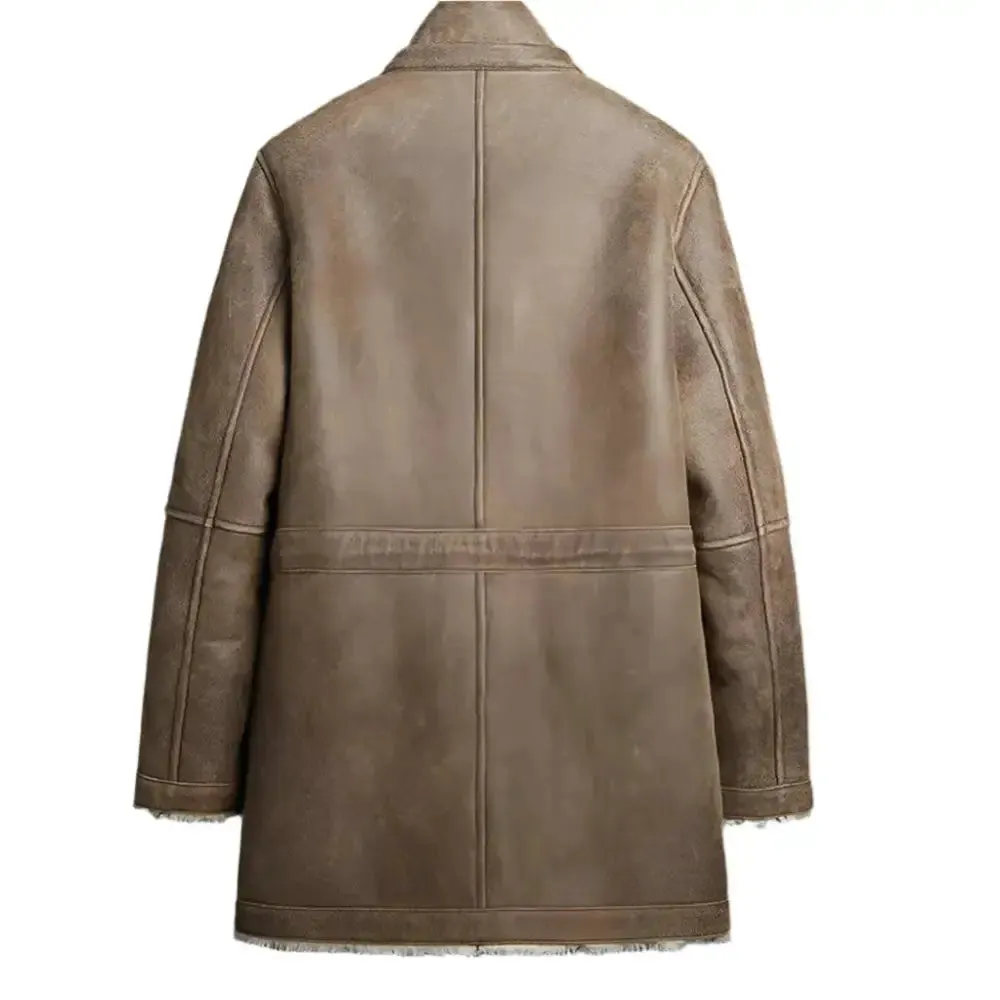 Men's Shearling Winter Long Coat – Warm & Stylish Outerwear