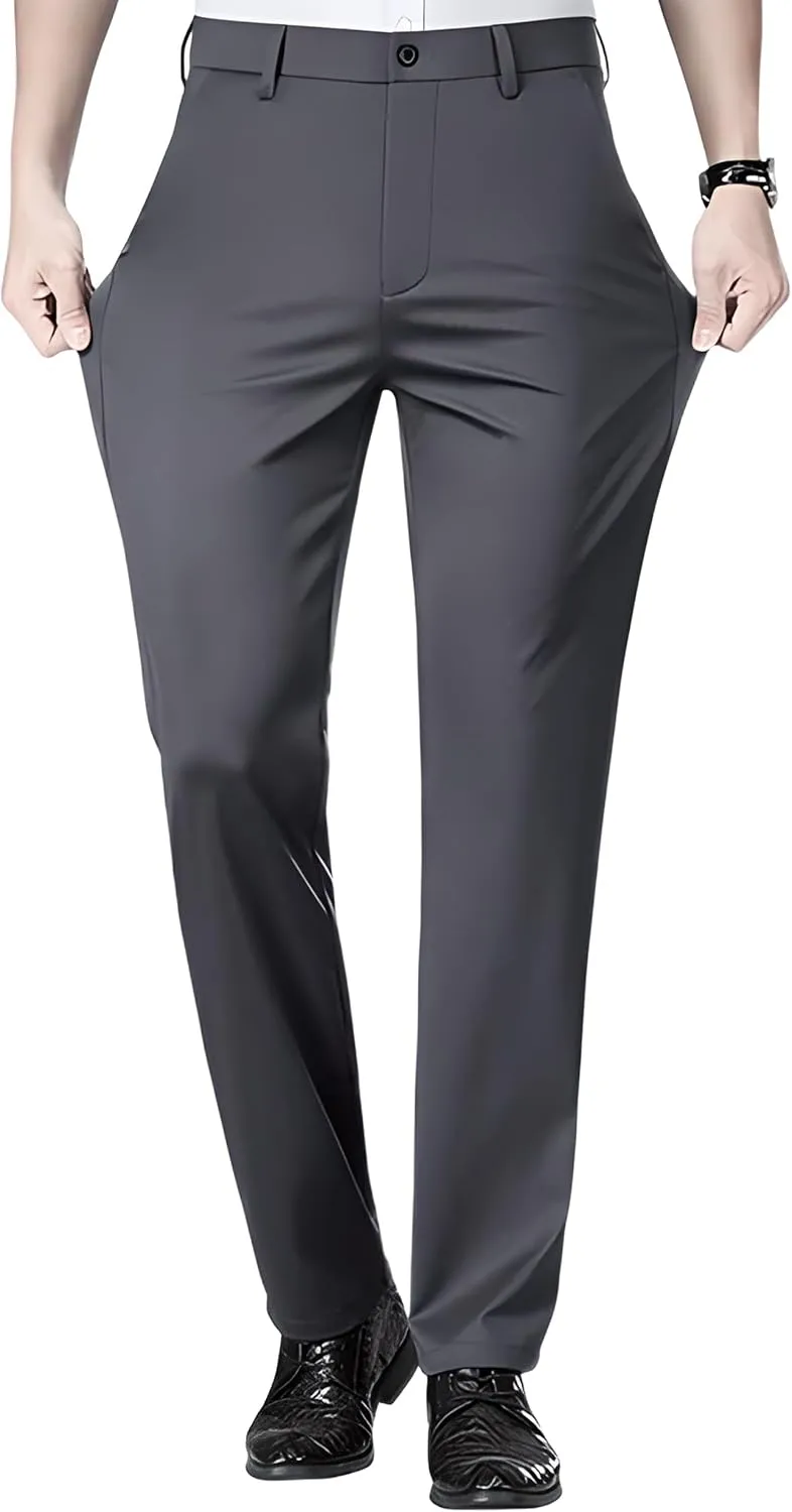 Mens Stretch Dress Pants, Men's Classic Fit Casual Pants Lightweight Quick Dry Flat Front Golf Work with Pockets