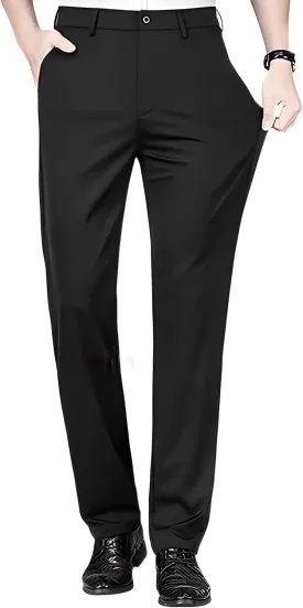 Mens Stretch Dress Pants, Men's Classic Fit Casual Pants Lightweight Quick Dry Flat Front Golf Work with Pockets